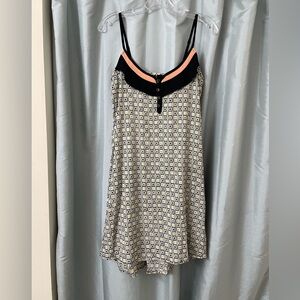 Volcom XS Black & Yellow Square Geometric Chemise Dress with Peach and Black Top